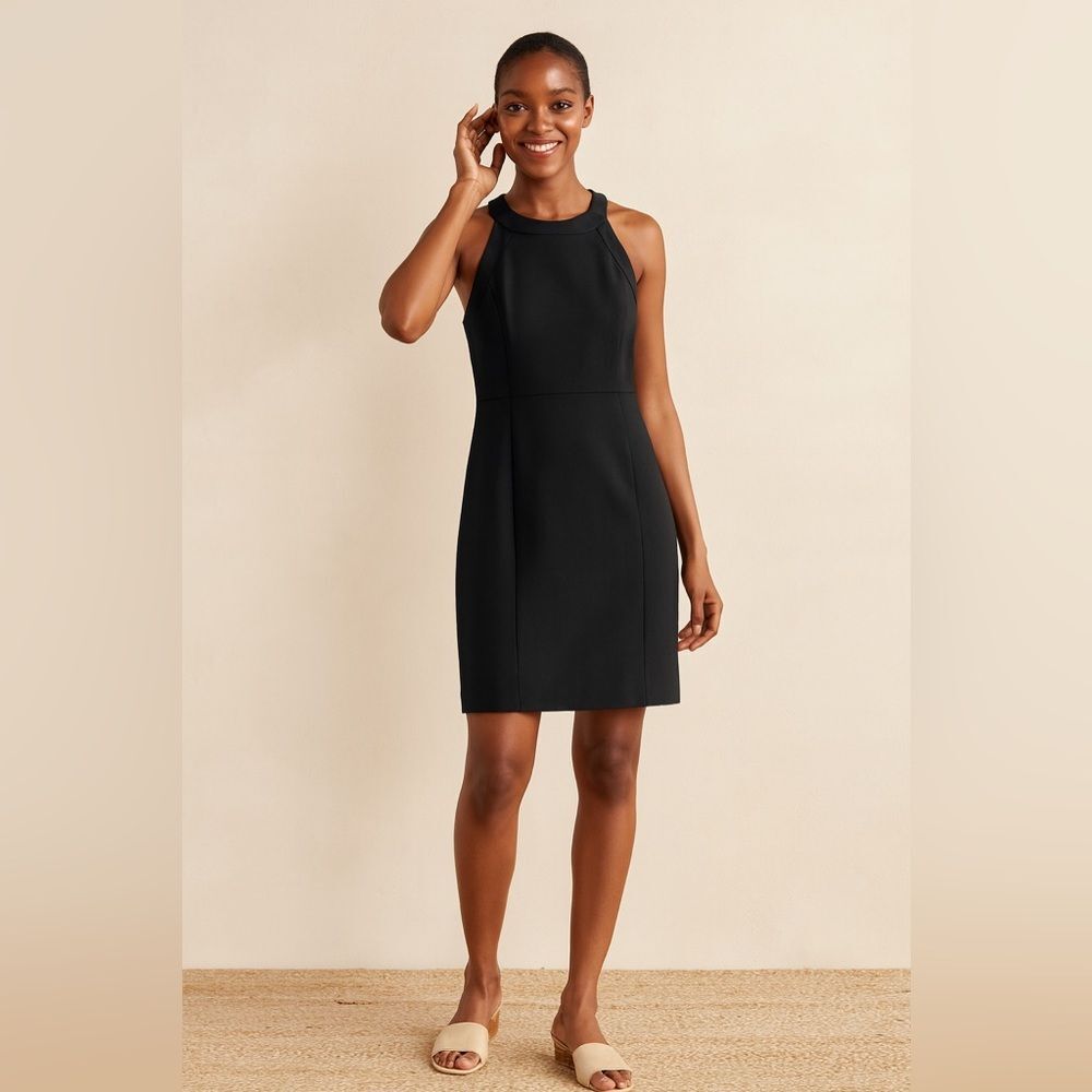 Boden Wool Blend Knee Length Sleeveless Dress Black Size 12 NEW